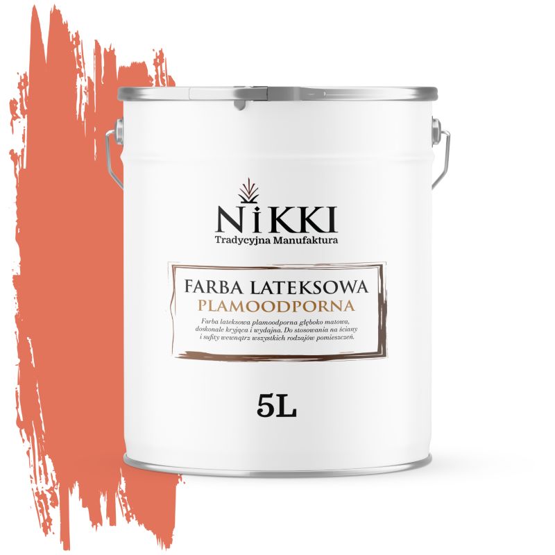 Farba Lateksowa Premium do Ścian i Sufitów Odporna na Plamy NIKKI Pąsowy H6029 Głęboki Mat 5L
