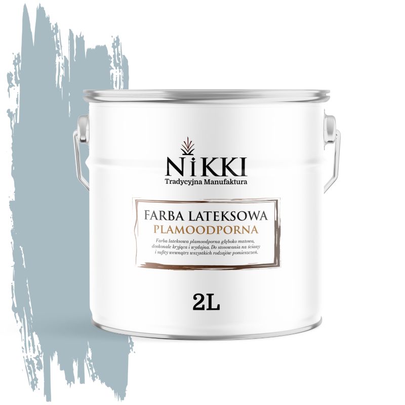 Farba Lateksowa Premium do Ścian i Sufitów Odporna na Plamy NIKKI Szary platynowy H0746 Głęboki Mat 2L