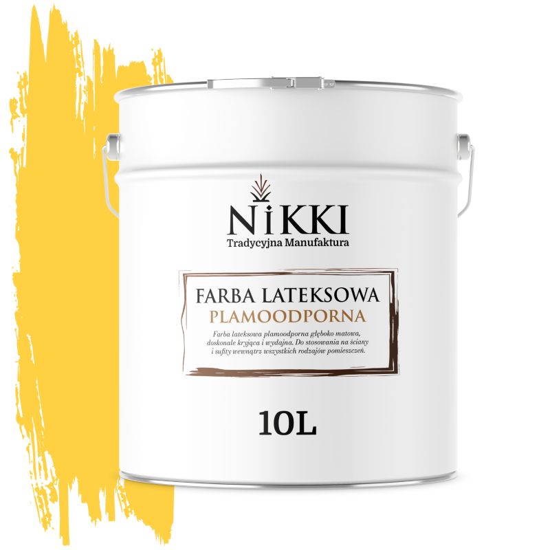Farba Lateksowa Premium do Ścian i Sufitów Odporna na Plamy NIKKI Złocisty H7064 Głęboki Mat 10L