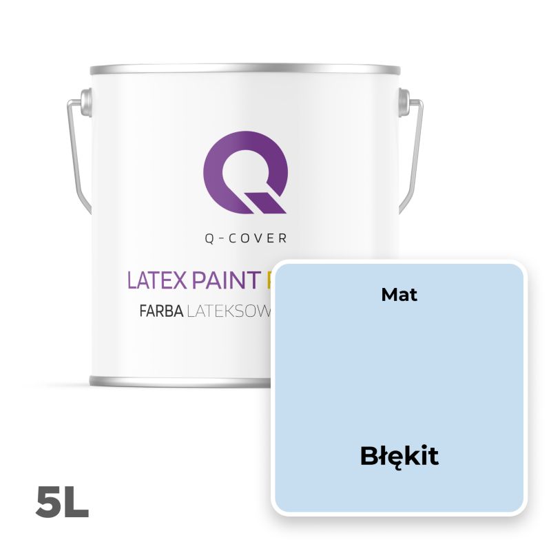 Farba Lateksowa Premium Plamoodporna do Ścian i Sufitów Q-Cover Błękit H0169 Głęboki Mat 5L