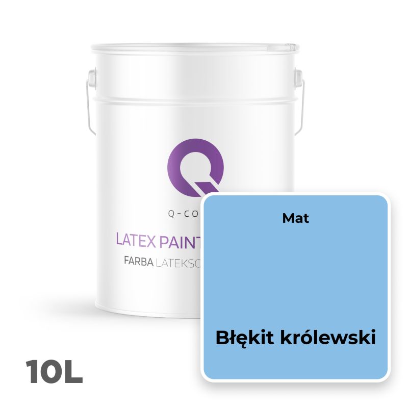 Farba Lateksowa Premium Plamoodporna do Ścian i Sufitów Q-Cover Błękit królewski H0141 Głęboki Mat 10L