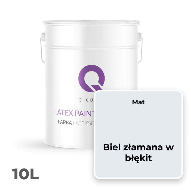 Farba Lateksowa Premium Plamoodporna do Ścian i Sufitów Q-Cover Biel złamana w błękit H0179 Głęboki Mat 10L