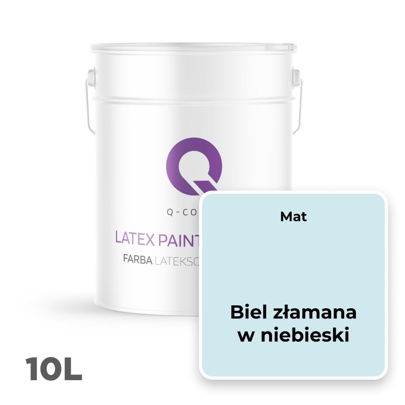 Farba Lateksowa Premium Plamoodporna do Ścian i Sufitów Q-Cover Biel złamana w niebeski H0378 Głęboki Mat 10L