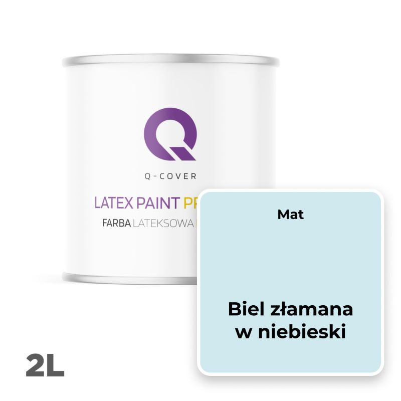 Farba Lateksowa Premium Plamoodporna do Ścian i Sufitów Q-Cover Biel złamana w niebeski H0378 Głęboki Mat 2L