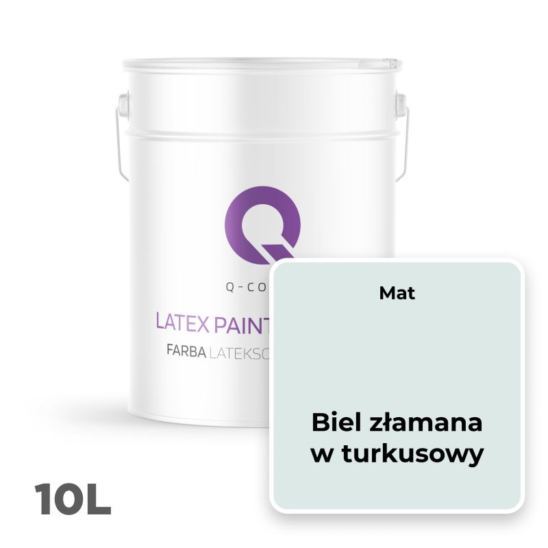 Farba Lateksowa Premium Plamoodporna do Ścian i Sufitów Q-Cover Biel złamana w turkusowy H1576 Głęboki Mat 10L