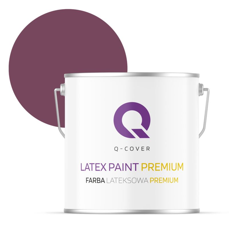 Farba Lateksowa Premium Plamoodporna do Ścian i Sufitów Q-Cover Bordowy H2809 Głęboki Mat 5L