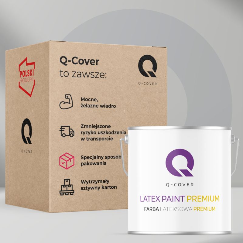 Farba Lateksowa Premium Plamoodporna do Ścian i Sufitów Q-Cover Bordowy H2809 Głęboki Mat 5L