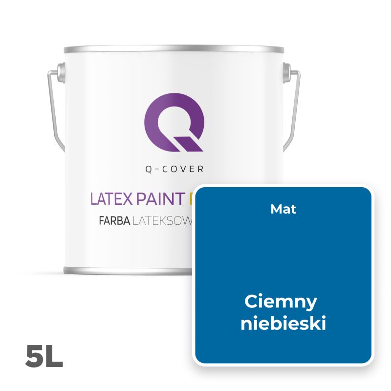 Farba Lateksowa Premium Plamoodporna do Ścian i Sufitów Q-Cover Ciemny niebeski H0312 Głęboki Mat 5L