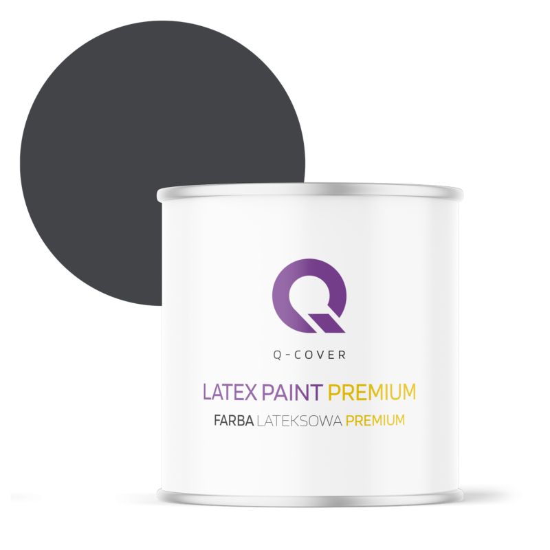 Farba Lateksowa Premium Plamoodporna do Ścian i Sufitów Q-Cover Czarny H0907 Głęboki Mat 2L