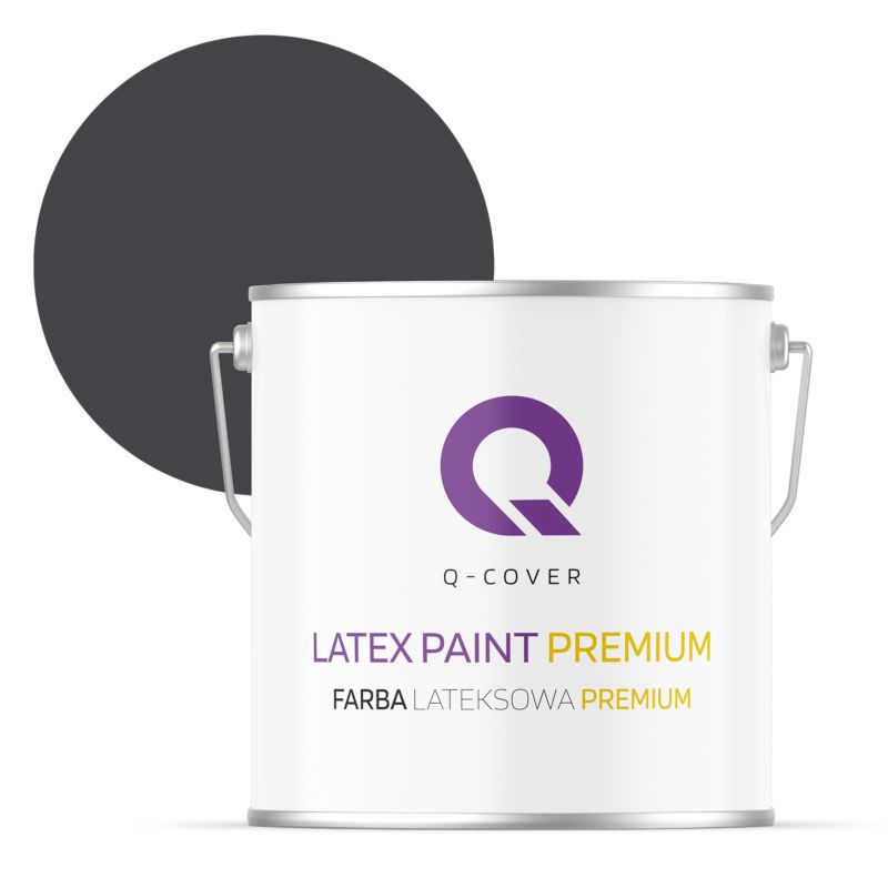 Farba Lateksowa Premium Plamoodporna do Ścian i Sufitów Q-Cover Czarny H0907 Głęboki Mat 5L