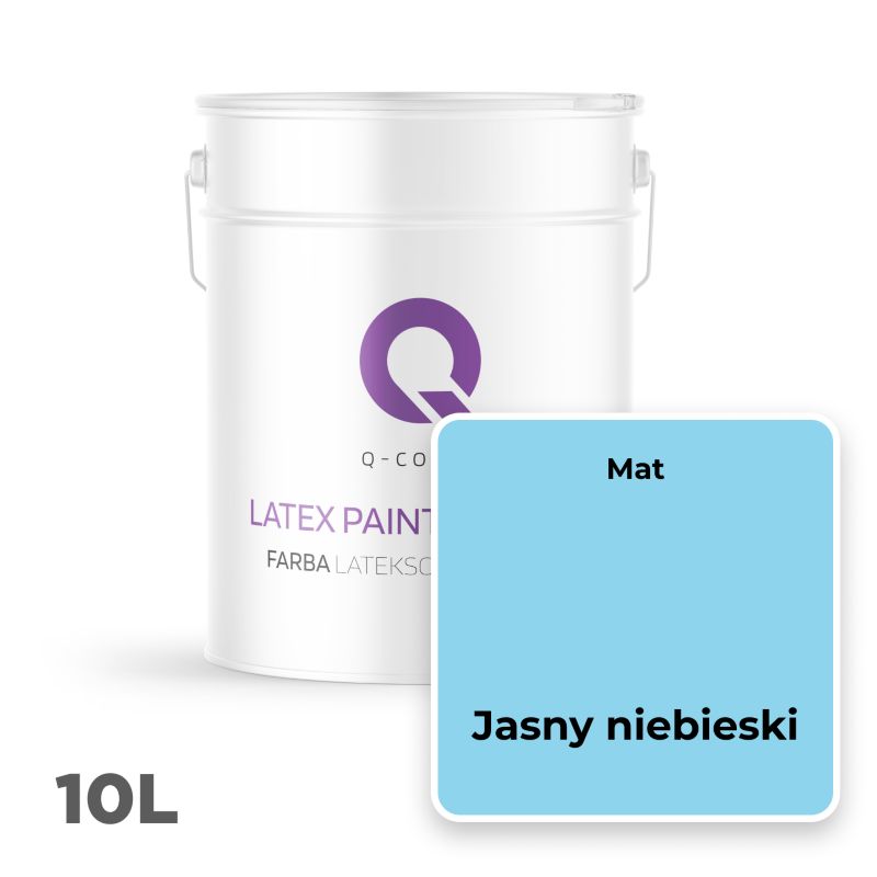 Farba Lateksowa Premium Plamoodporna do Ścian i Sufitów Q-Cover Jasny niebeski H0361 Głęboki Mat 10L