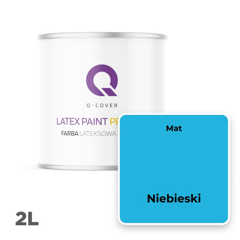 Farba Lateksowa Premium Plamoodporna do Ścian i Sufitów Q-Cover Niebieski H0340 Głęboki Mat 2L