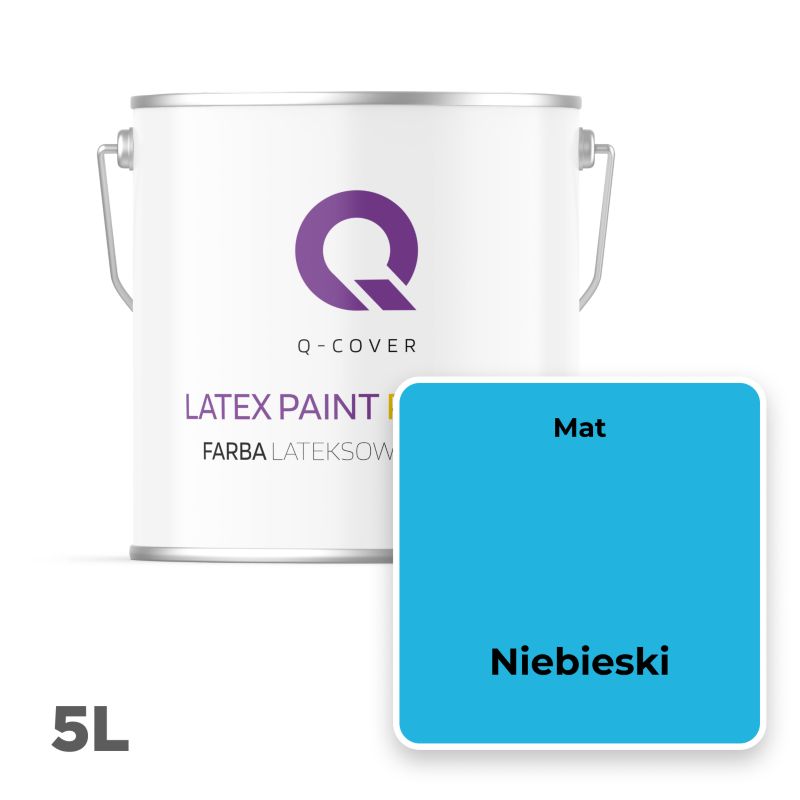 Farba Lateksowa Premium Plamoodporna do Ścian i Sufitów Q-Cover Niebieski H0340 Głęboki Mat 5L
