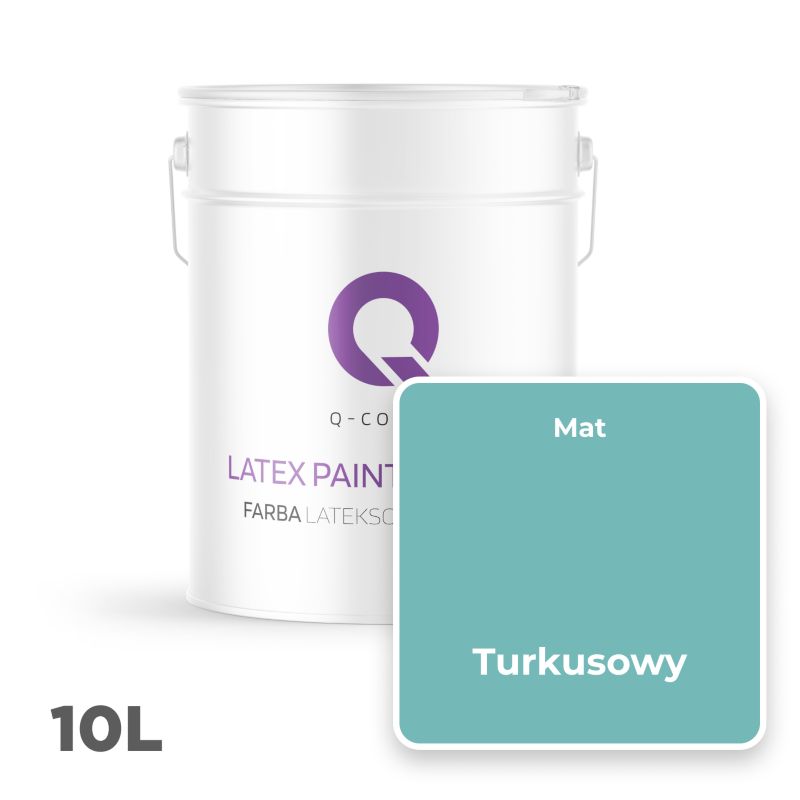 Farba Lateksowa Premium Plamoodporna do Ścian i Sufitów Q-Cover Turkusowy H1441 Głęboki Mat 10L