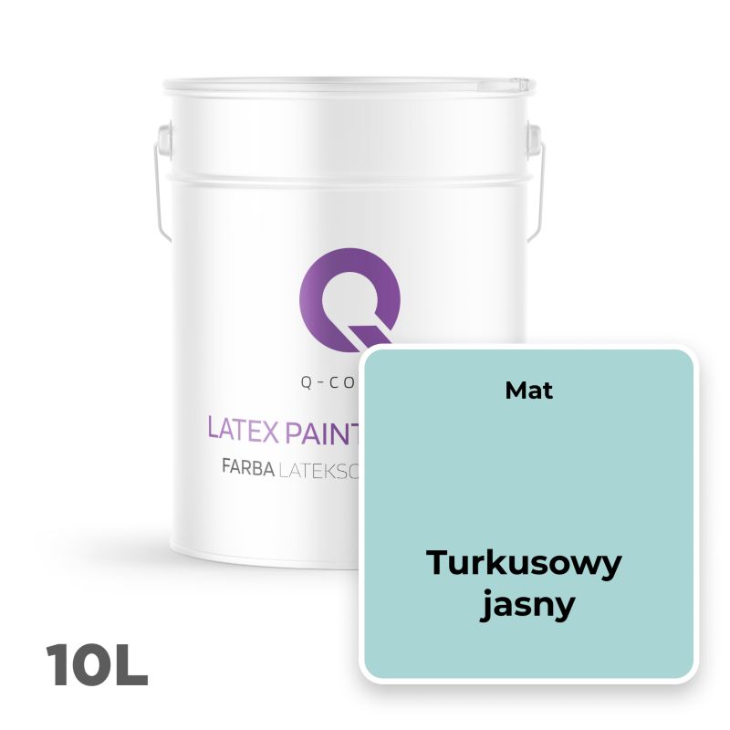 Farba Lateksowa Premium Plamoodporna do Ścian i Sufitów Q-Cover Turkusowy jasny H1462 Głęboki Mat 10L
