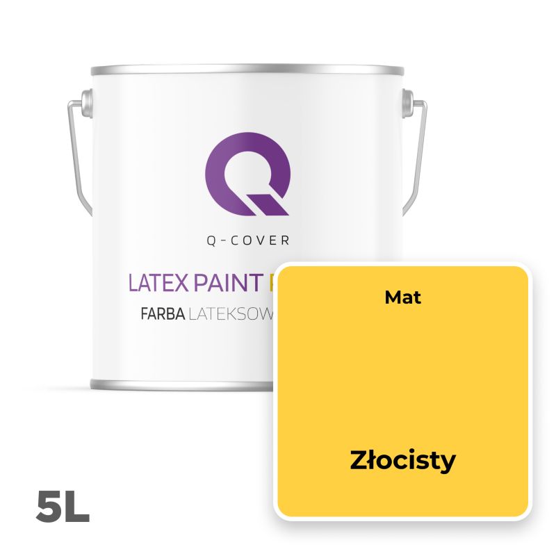Farba Lateksowa Premium Plamoodporna do Ścian i Sufitów Q-Cover Złocisty H7064 Głęboki Mat 5L