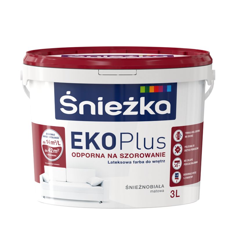 Farba lateksowa Śnieżka Eko Plus biała 3 l