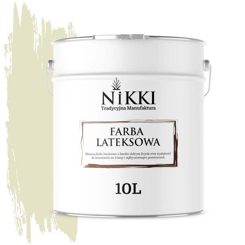 Farba Lateksowa Wewnętrzna Ściany i Sufity NIKKI Biel złamana w groszkowy H2476 Głęboki Mat 10L