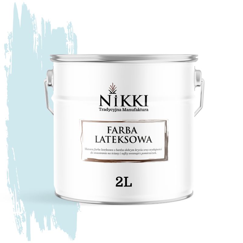 Farba Lateksowa Wewnętrzna Ściany i Sufity NIKKI Biel złamana w niebeski H0378 Głęboki Mat 2L