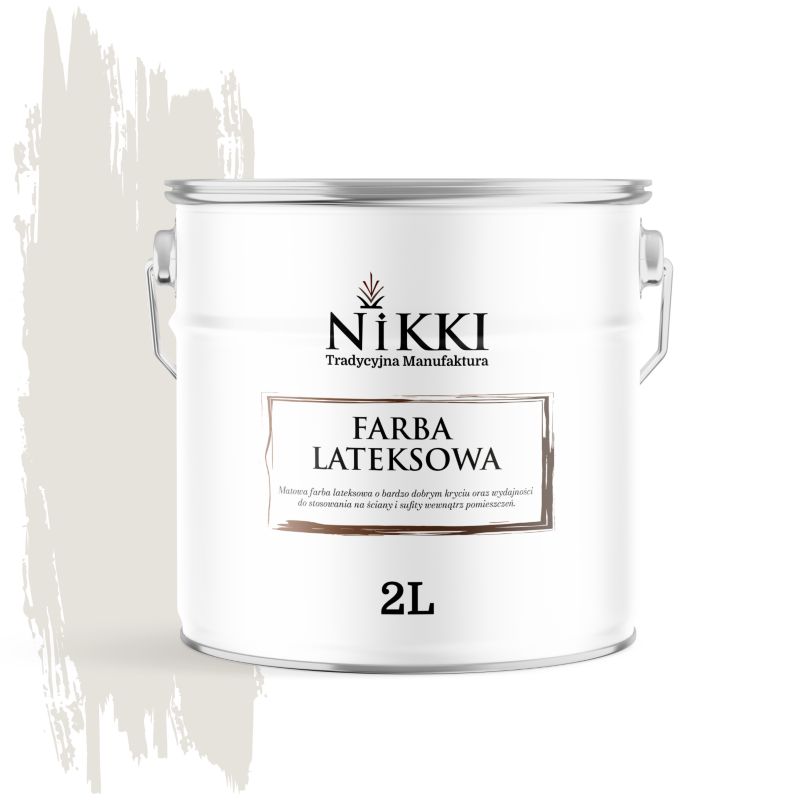 Farba Lateksowa Wewnętrzna Ściany i Sufity NIKKI Biel złamana w szary H1276 Głęboki Mat 2L