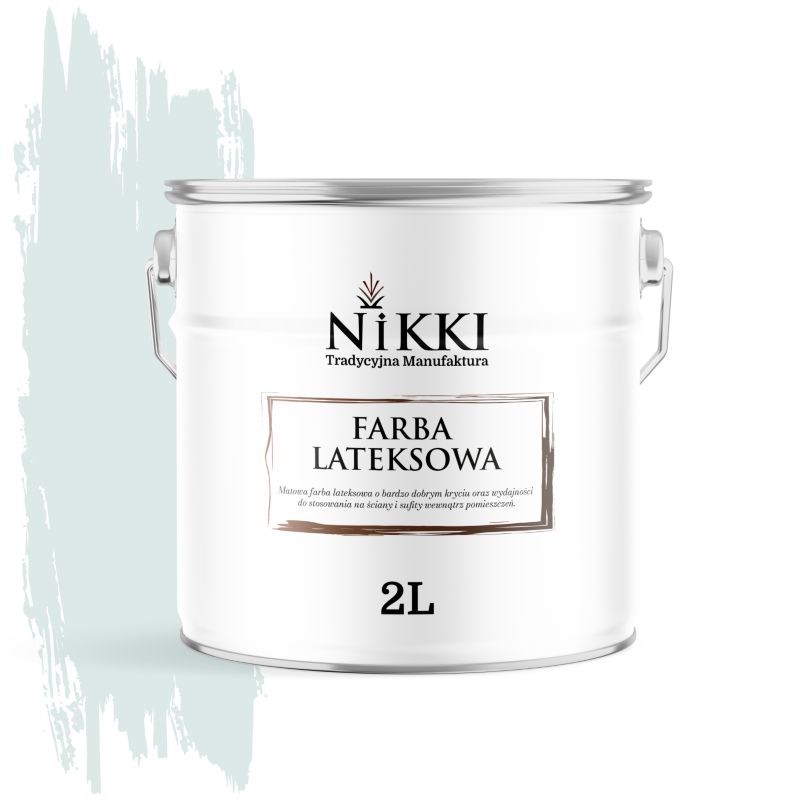 Farba Lateksowa Wewnętrzna Ściany i Sufity NIKKI Biel złamana w turkusowy H1576 Głęboki Mat 2L