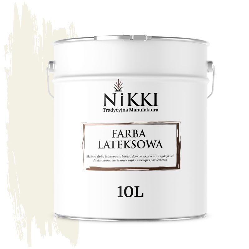 Farba Lateksowa Wewnętrzna Ściany i Sufity NIKKI Biel złamana w żółty H6984 Głęboki Mat 10L