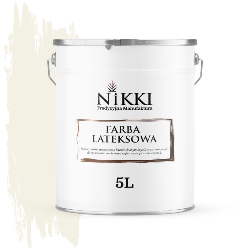 Farba Lateksowa Wewnętrzna Ściany i Sufity NIKKI Biel złamana w żółty H6984 Głęboki Mat 5L