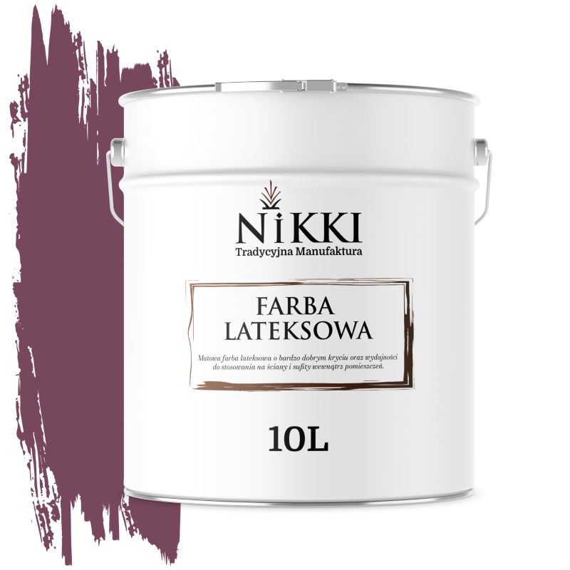 Farba Lateksowa Wewnętrzna Ściany i Sufity NIKKI Bordowy H2809 Głęboki Mat 10L