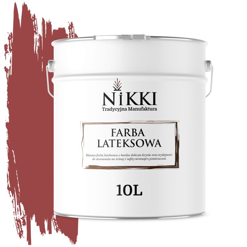 Farba Lateksowa Wewnętrzna Ściany i Sufity NIKKI Czerwony ciemny H3412 Głęboki Mat 10L