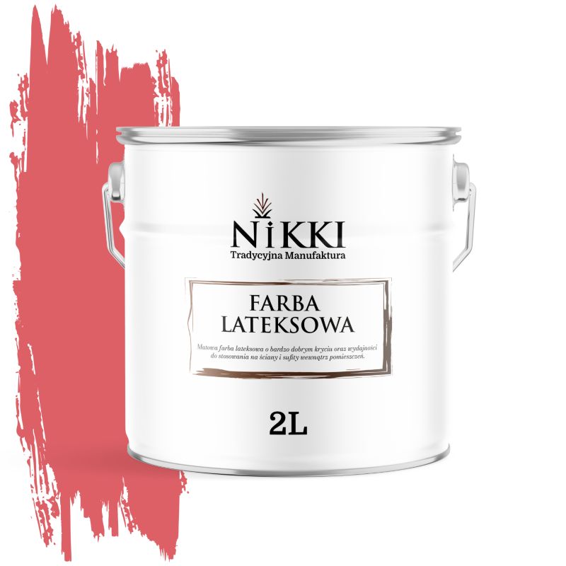 Farba Lateksowa Wewnętrzna Ściany i Sufity NIKKI Czerwony H3525 Głęboki Mat 2L