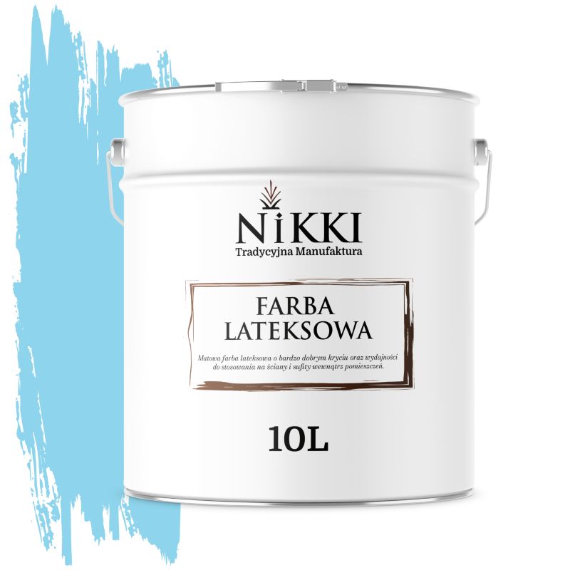 Farba Lateksowa Wewnętrzna Ściany i Sufity NIKKI Jasny niebeski H0361 Głęboki Mat 10L