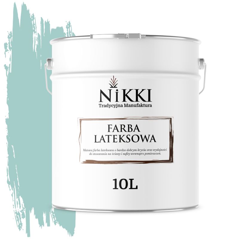 Farba Lateksowa Wewnętrzna Ściany i Sufity NIKKI Miętowy H1553 Głęboki Mat 10L