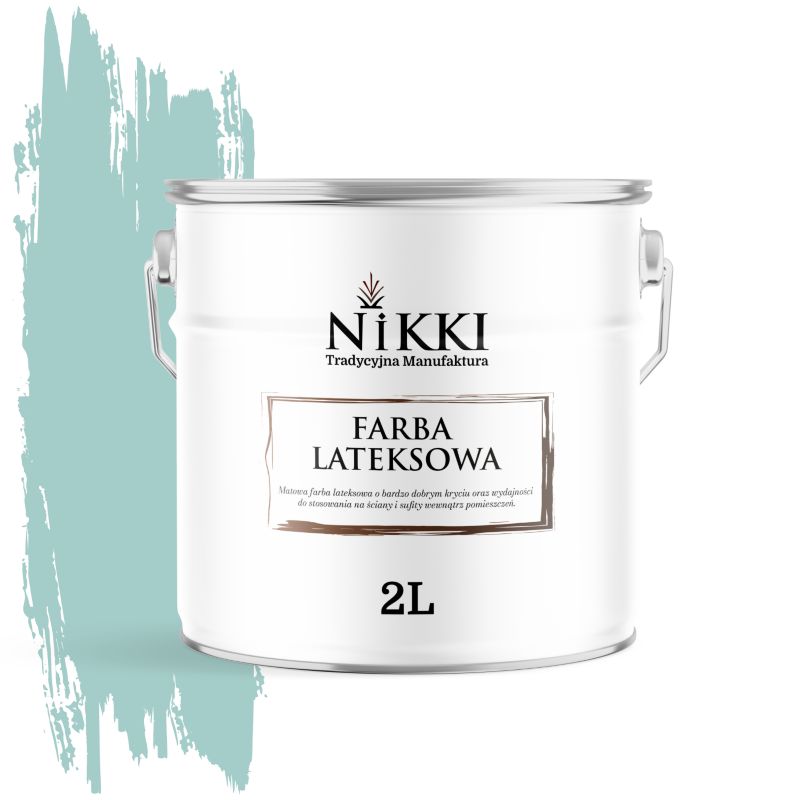 Farba Lateksowa Wewnętrzna Ściany i Sufity NIKKI Miętowy H1553 Głęboki Mat 2L