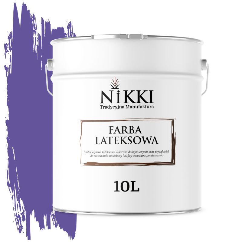 Farba Lateksowa Wewnętrzna Ściany i Sufity NIKKI Purpurowy H2711 Głęboki Mat 10L