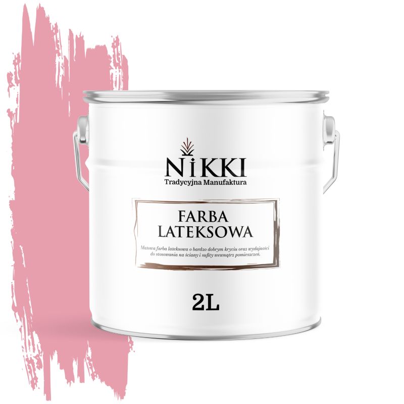 Farba Lateksowa Wewnętrzna Ściany i Sufity NIKKI Różowy H3445 Głęboki Mat 2L
