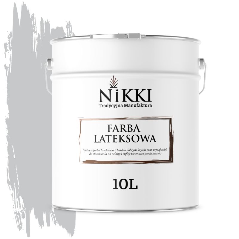 Farba Lateksowa Wewnętrzna Ściany i Sufity NIKKI Szary jasny H1061 Głęboki Mat 10L