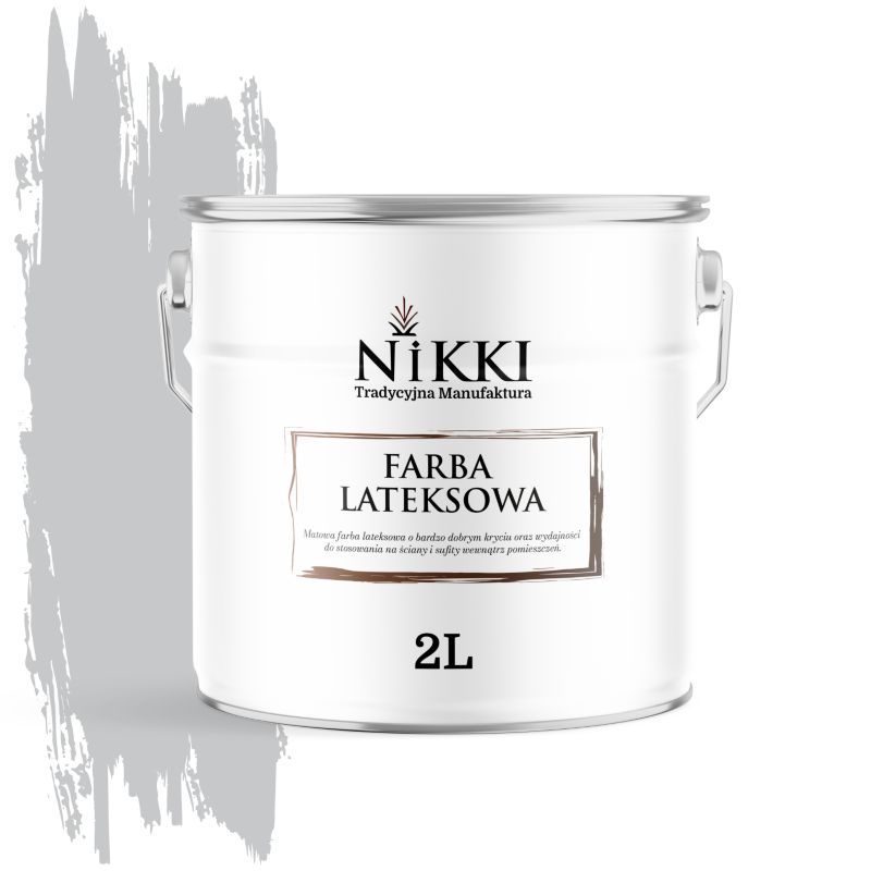 Farba Lateksowa Wewnętrzna Ściany i Sufity NIKKI Szary jasny H1061 Głęboki Mat 2L