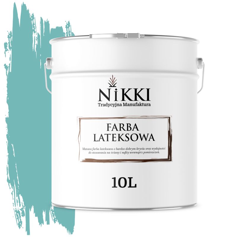 Farba Lateksowa Wewnętrzna Ściany i Sufity NIKKI Turkusowy H1441 Głęboki Mat 10L