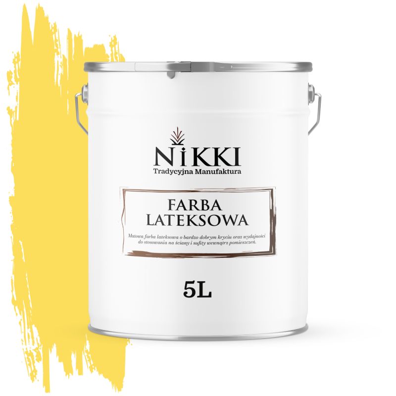 Farba Lateksowa Wewnętrzna Ściany i Sufity NIKKI Żółty H6872 Głęboki Mat 5L