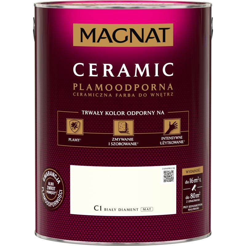 Farba Magnat Ceramic C1 biały diament 5 l