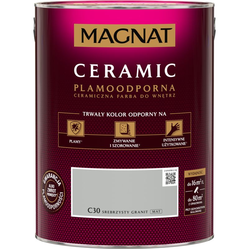Farba Magnat Ceramic C30 srebrzysty granit 5 l