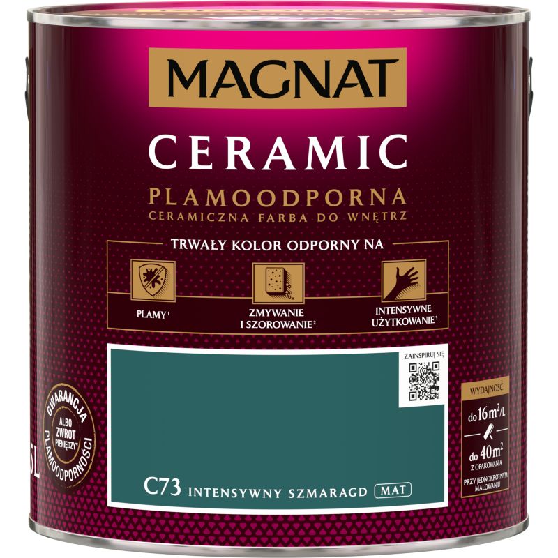 Farba Magnat Ceramic C73 intensywny szmaragd 2,5 l
