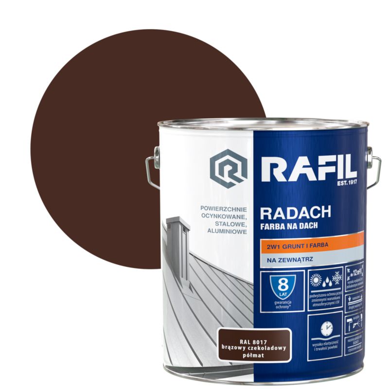 Farba na dach Rafil Radach brąz czekoladowy RAL8017 10 l