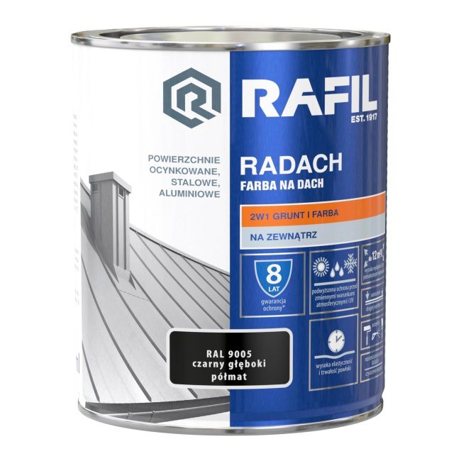 Farba na dach Rafil Radach czarny głęboki RAL9005 0,75 l