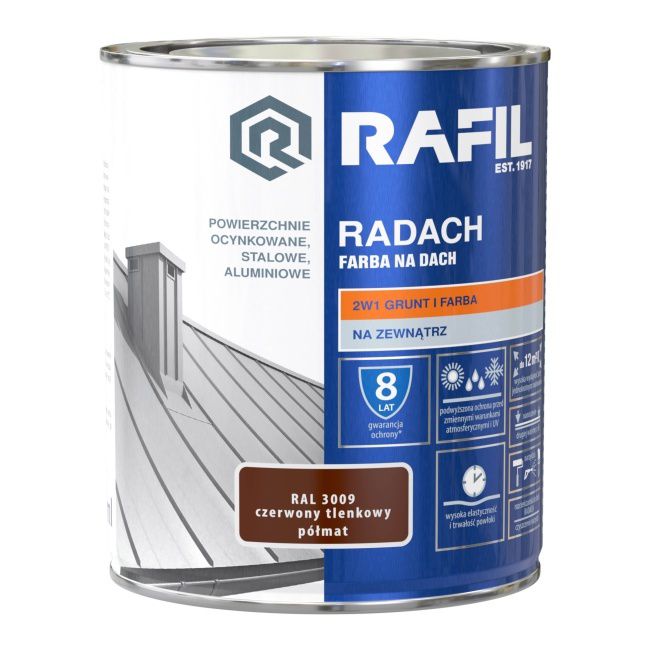 Farba na dach Rafil Radach czerwony tlenkowy RAL3009 0,75 l