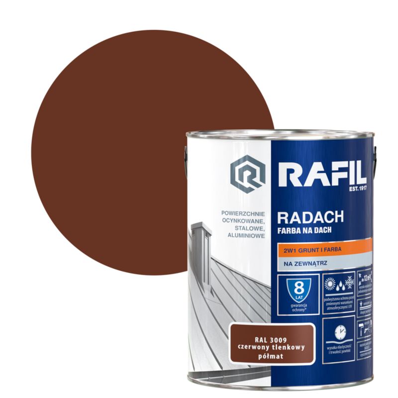 Farba na dach Rafil Radach czerwony tlenkowy RAL3009 5 l