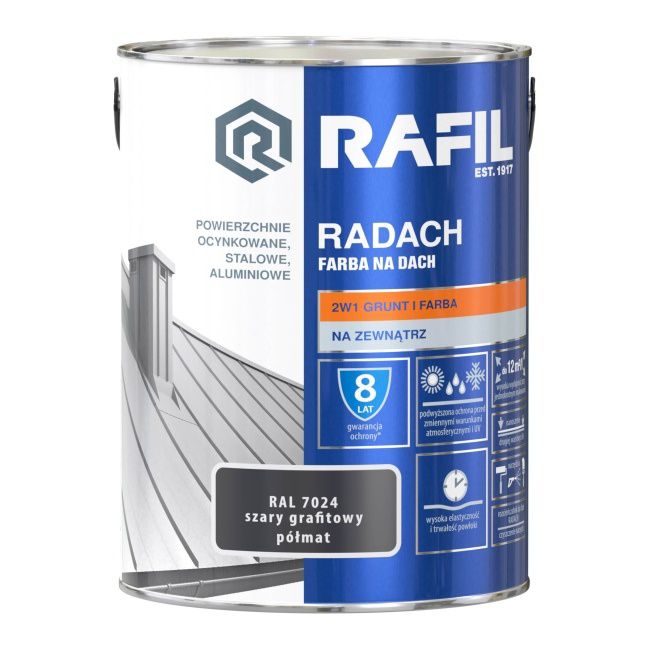 Farba na dach Rafil Radach szary grafitowy RAL7024 5 l