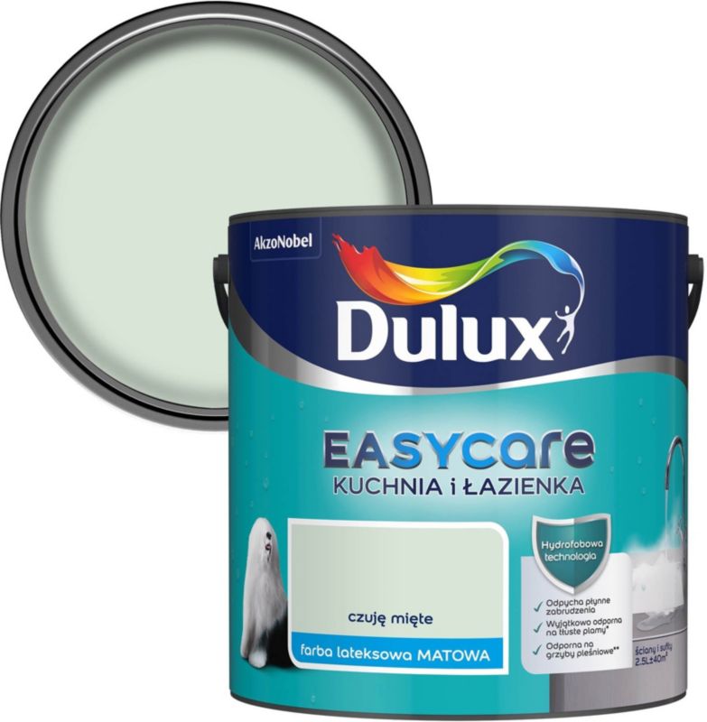 Farba plamoodporna Dulux EasyCare Kuchnia i Łazienka czuję miętę 2,5 l