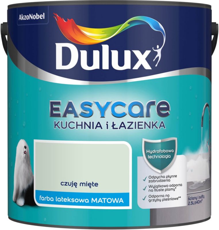 Farba plamoodporna Dulux EasyCare Kuchnia i Łazienka czuję miętę 2,5 l