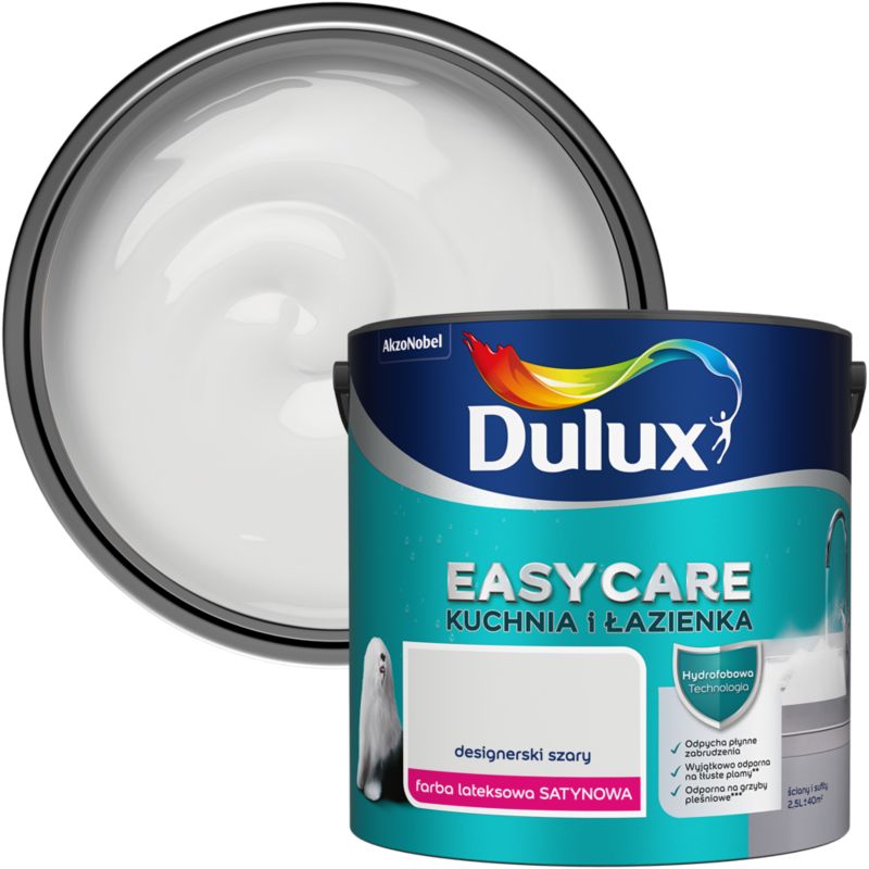 Farba plamoodporna Dulux EasyCare Kuchnia i Łazienka designerski szary 2,5 l